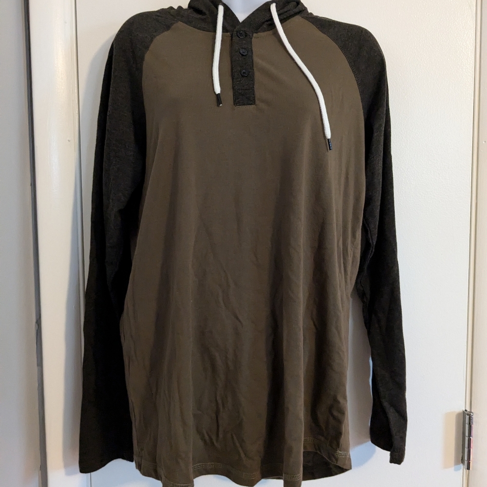 Men's Active Lightweight Slim Fit Running Jersey Henley Hooded Tee Shirts
